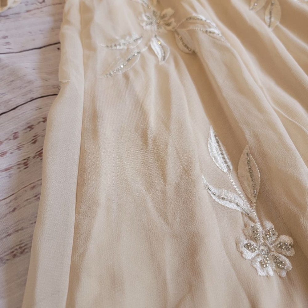 BHLDN Anthropologie Belize Embroidered A-Line Long Sleeve V-Neck Gown Size 2 NWT - Picture 3 of 12